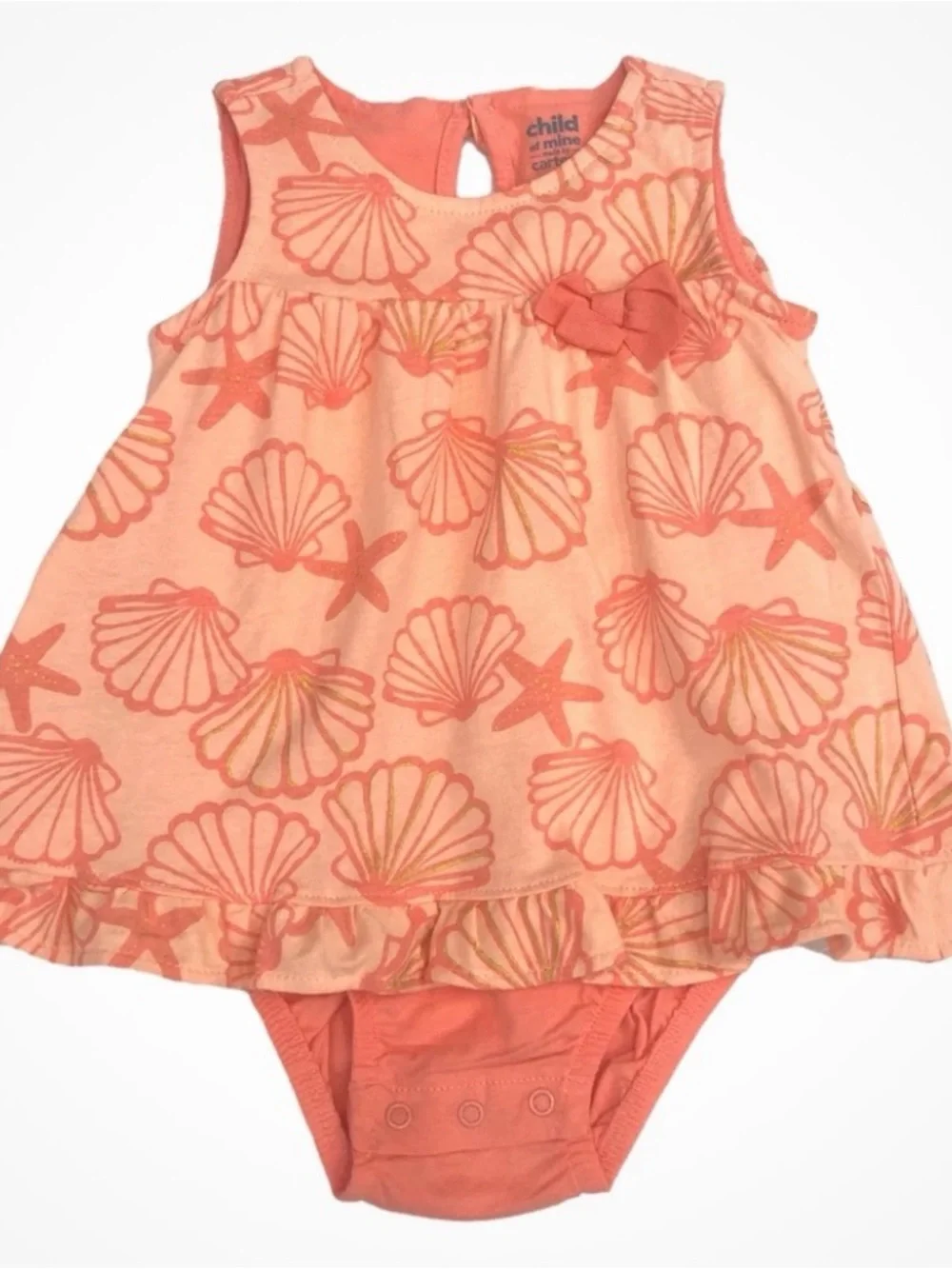 Carter's Coral Seashell Print Dress with Bow